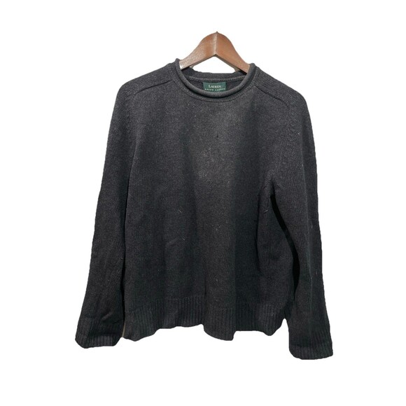 Lauren Ralph Lauren Sweater Womens Large Black Angora Cashmere Wool Roll Neck - Picture 1 of 9